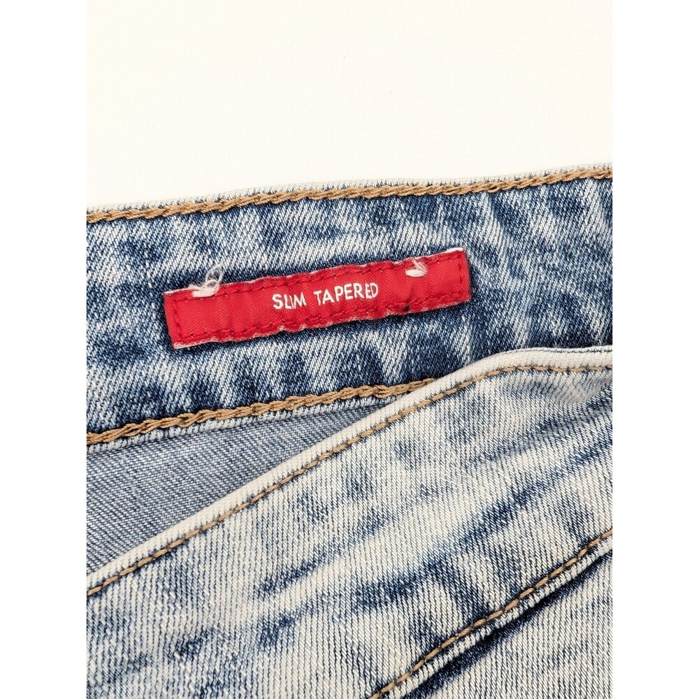 Guess Jeans Mens Light Blue Acid Wash Mid Rise Slim Tapered Jeans 34"x31" - Picture 5 of 14